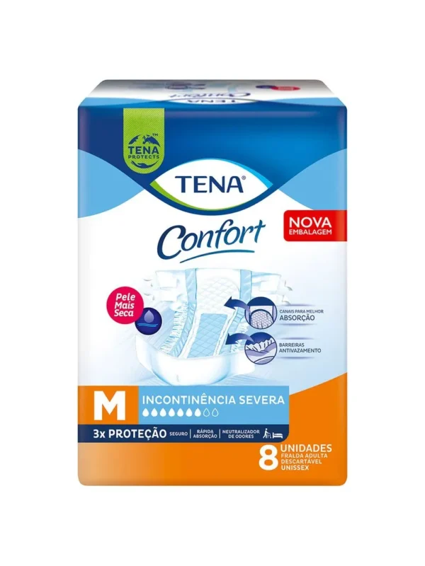 Fralda Geriatrica Tena Confort Tamanho M - 8 Unidades